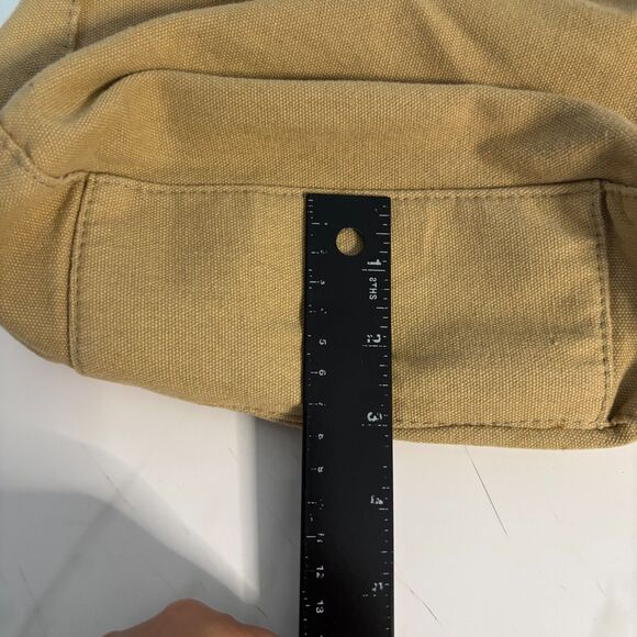 Vintage Y2K 90s Purse Bag Baguette Shoulder Bag Military Pockets Canvas Beige - Picture 8 of 9